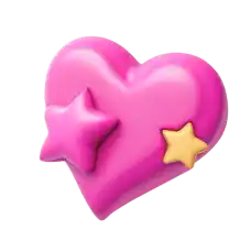 Pink 3D heart decorated with two stars